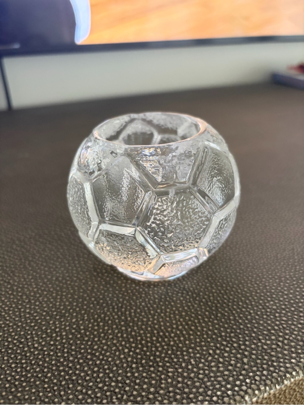 Vintage Orrefors Sweden Crystal Soccer Ball Tealight Holder